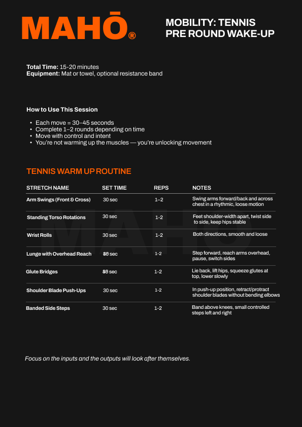 Pre-Tennis Warm-Up — A Smarter Start to Every Session